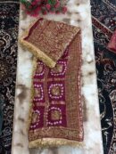 Maroon Bandhini Dupatta With all over Lace