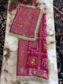 Fuscia Maroon Bandhini Dupatta With all Over Lace