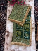 Green Maroon Bandhini Dupatta With all over Lace