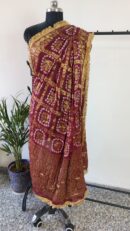 Maroon Bandhini Dupatta With all over Lace