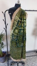 Green Bandhini Dupatta With all over Lace